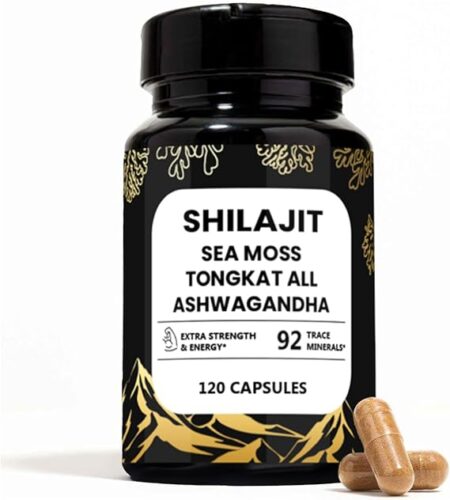 Shilajit for Men & Women - Ashwagandha & Sea Moss and Shilajit Capsules - 60 Servings, 120 Capsule