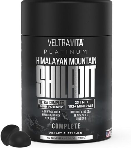 28000 mg, 23-in-1, Himalayan Shilajit for Men, Ashwagandha Gummies Platinum, Irish Sea Moss Gel, Black Seed Oil, Manuka Honey Medical Grade, Tongkat Ali, Rhodiola Rosea, No Sugar, Lab Test