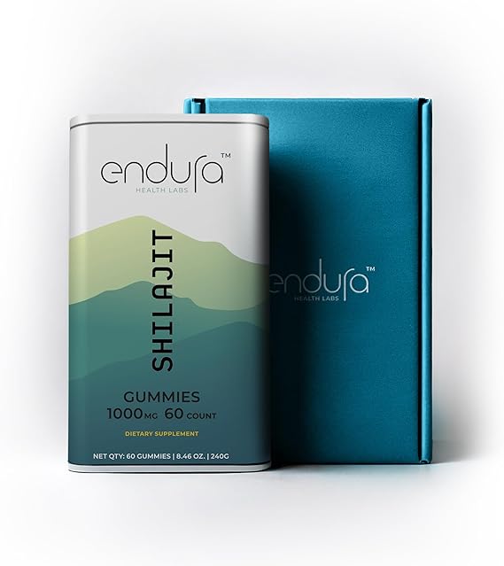 Endura Pure Himalayan Shilajit Gummies for Men & Women | with Ashwagandha KSM 66,Sea Moss, Manuka Honey,Turmeric, Black Seed Oil, Vitamin D3,75% Fulvic Acid & 85+ Trace Minerals | Lab Tested– 60 Ct