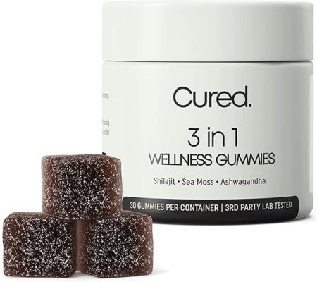 Cured 3 in 1 - Pure Himalayan Shilajit Gummies for Men & Women | Sea Moss Ashwagandha, & Manuka Honey Organic with 85+ Trace Minerals | All-Natural & 100% Vegan | Non-GMO | Made in America